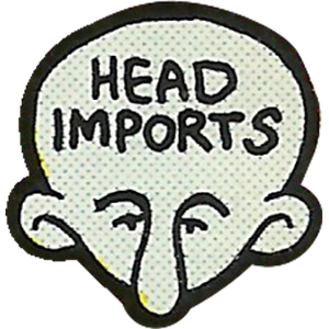 head imports logo from gimme & roxy comics